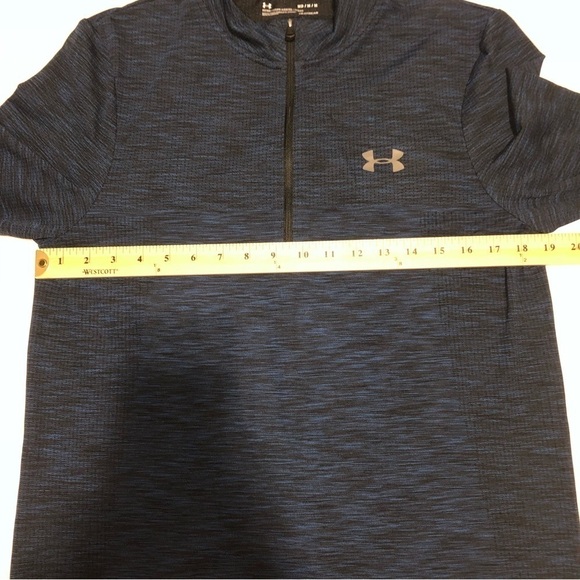 Under Armour Mens Heatgear Blue Long Sleeve Quarter Zip Shirt Size Medium - Picture 3 of 6